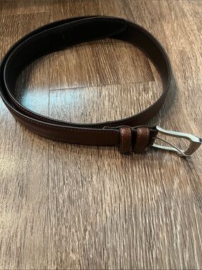 FlorsheimMen's Brown Leather Belt with Silver Buckle